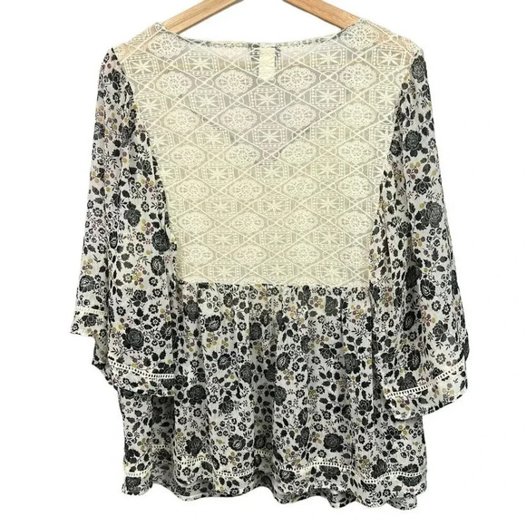Torrid Floral Top Size Large Lace Boho Peasant Shirt Multicolor Semi-sheer - Picture 2 of 10